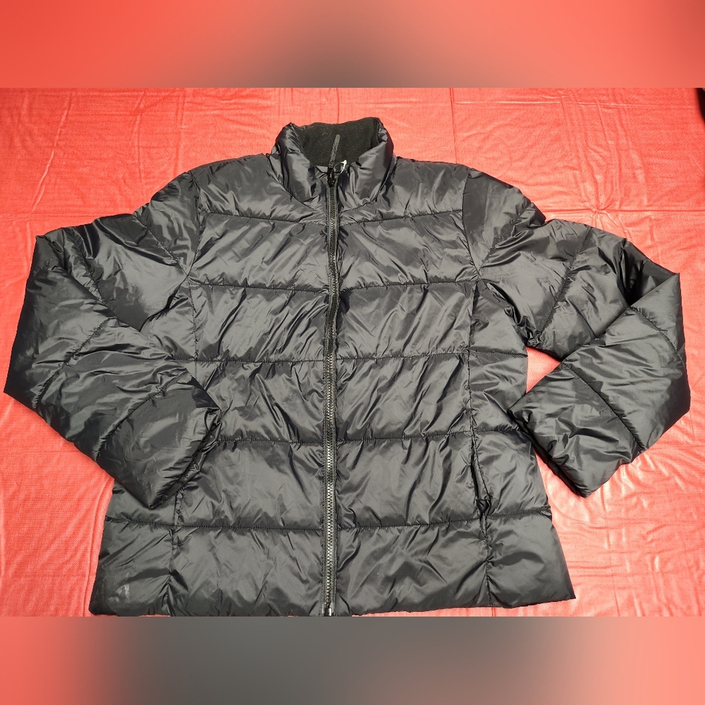 Gap Down Puffer Jacket Black Full Zip Size M Light Flaw Read Description